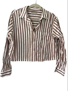 Everlane Striped Cropped Shirt Cotton Sz Small